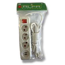 Подовжувач RLFR електричний з вимикачем 5 м (3 розетки ) + 2 USB №305