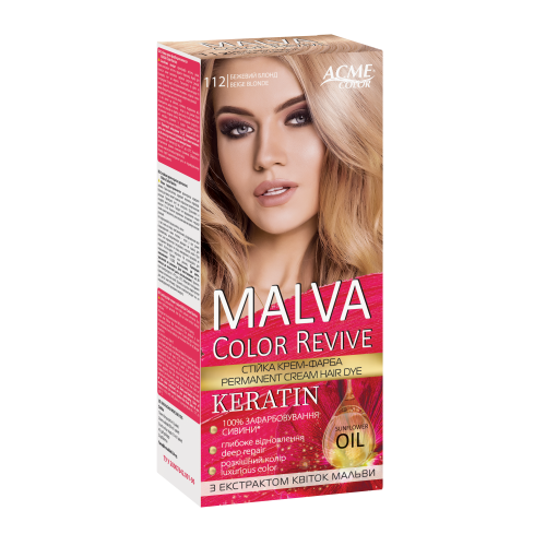 Крем-краска для волос MALVA Color №112 Бежевый блонд