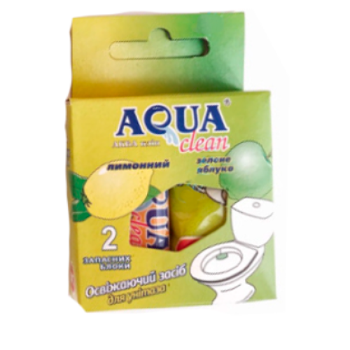 Освежающее средство для унитаза Aqua Clean лимон-яблоко в упаковке запасной блок 2 шт