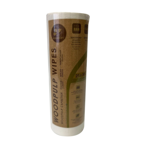 Салфетки Aquasoft Woodpulp Wipes универсальные в рулоне 25*30 см жемчужина 50 шт