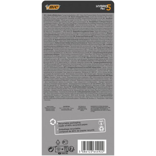 Станок для гоління Bic Flex 5 Hibrid з 2 змінними картриджами