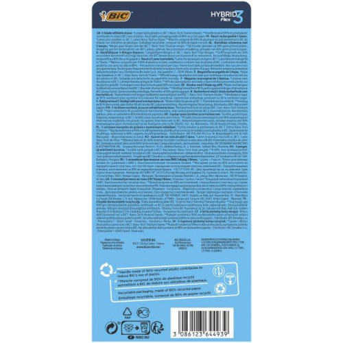 Станок для гоління Bic Flex 3 Hibrid з 4 змінними картриджами