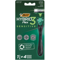 Станок для гоління Bic Flex 3 Hibrid Sensitive з 4 змінними картриджами