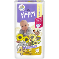 Подгузники Happy Maxi Plus №4+ 9-20 кг 62 шт