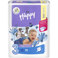 Подгузники Happy Midi №3 5-9 кг 72 шт