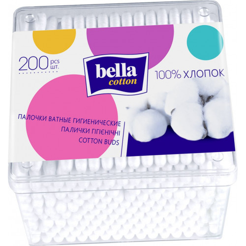 Ватні палички Bella Cotton пластикова упаковка 200 шт