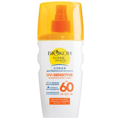 Спрей Биокон UV-Sensitive для безопасного загара для фоточувствительной кожи SPF 60 160 мл