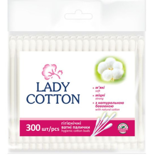 Ватні палички Lady Cotton Поліетиленова упаковка 300 шт