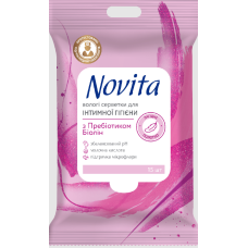 Серветки для інтимної гігієни Novita Intimate пребіотик Biolin 15 шт