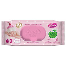 Серветки вологі Smile Baby для новонароджених із клапаном 72 шт