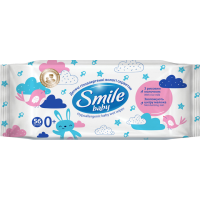 Салфетки влажные Smile Baby с рисовым молочком с клапаном 56 шт