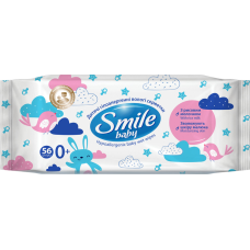 Серветки вологі Smile Baby з рисовим молочком з клапаном 56 шт