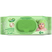 Серветки вологі Smile Baby з екстрактом ромашки та алое з клапаном 72 шт