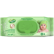 Серветки вологі Smile Baby з екстрактом ромашки та алое з клапаном 72 шт