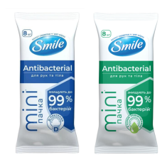 Серветки вологі Smile Antibacterial Mini 8 шт  