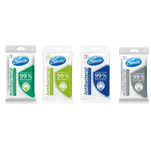 Серветки вологі Smile Antibacterial 15 шт
