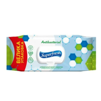 Салфетки влажные Superfresh Antibacterial с клапаном 120 шт