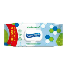 Серветки вологі Superfresh Antibacterial з клапаном 120 шт