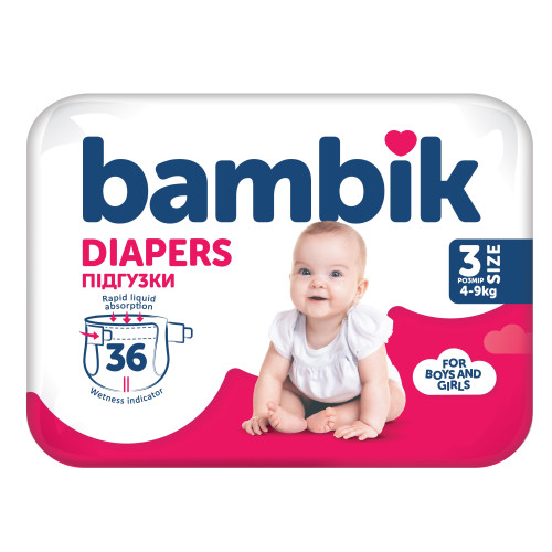 Подгузники Bambik 3 MIDI 4-9 кг 36 шт