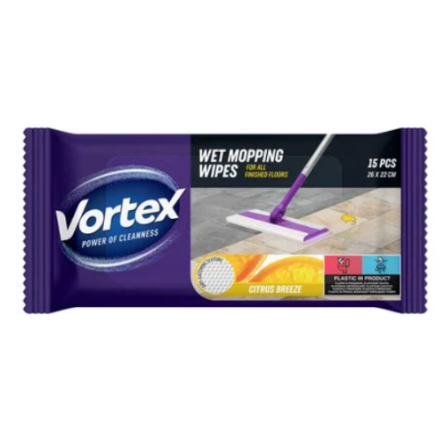 Салфетки влажные для уборки пола Vortex Citrus Breeze 15шт