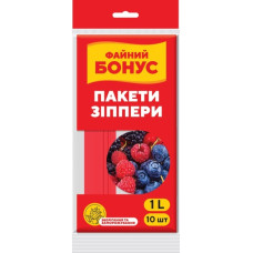 Пакети-зіппери Бонус для зберігання і заморожування 1 л 10 шт