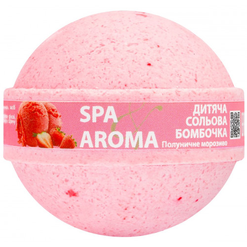 Бомбочка для ванни Bioton дитяча сольова. Strawberry 75 гр