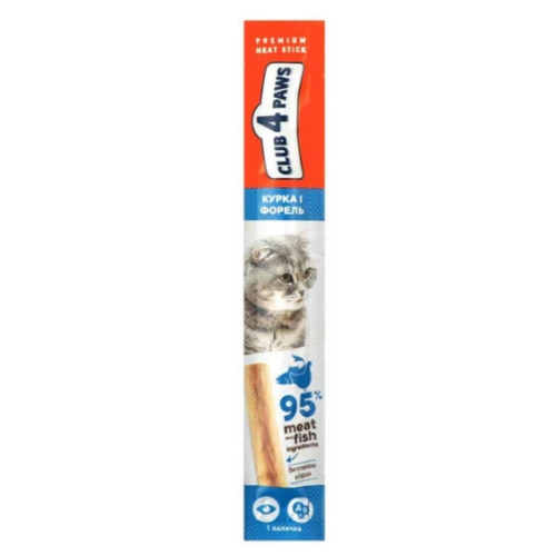 Лакомство для кошек Club 4 Paws Мясная палочка с курицей и форелью 5 гр