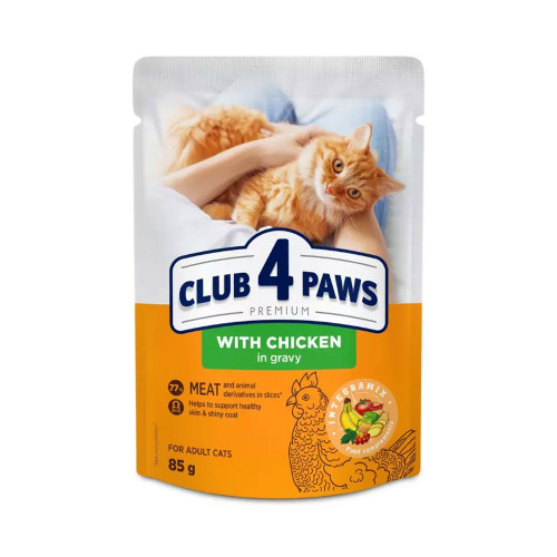 Корм для котов Club 4 Paws с курицей в желе 85 гр