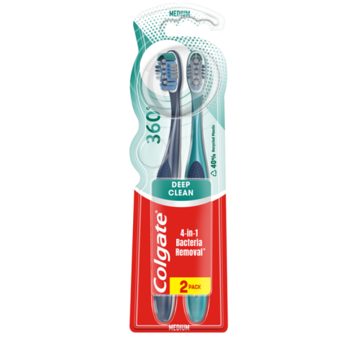 Зубная щетка Colgate 360 Deep Clean cредней жесткости 2 шт