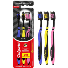 Зубная щетка Colgate Зиг Заг Древесный уголь средней жесткости 3 шт