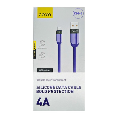 Кабель COYE 1000мм 4A силикон USB-Micro арт.CМ-6