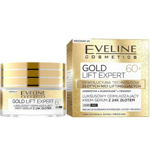 Крем-сироватка Eveline Gold Lift Expert 60+ омолоджуюча 50 мл