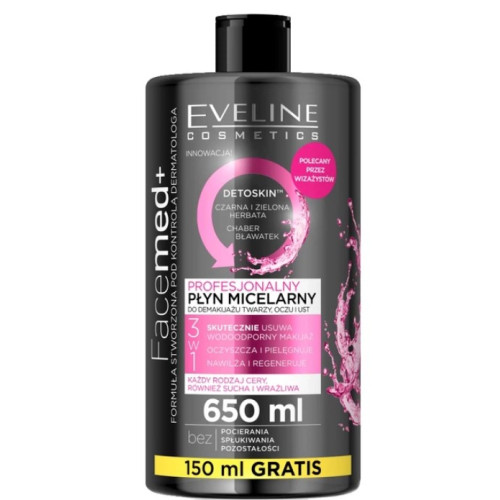 Міцелярна вода Eveline Cosmetics Facemed+ 3in1 для всіх типів шкіри 650 мл