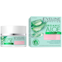 Крем-гель для обличчя Eveline Cosmetics Organic Aloe + Collagen для нормальної і чутливої шкіри 50 мл