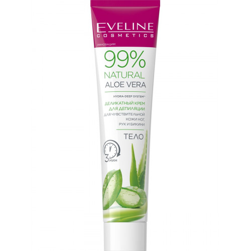 Крем для депиляции Eveline Cosmetics Natural Aloe Vera для чувствительной кожи ног рук и бикини 125 мл