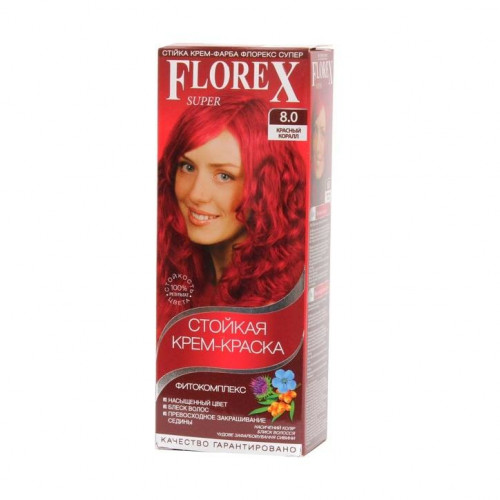 Краска для волос Florex 8.0 Красный коралл