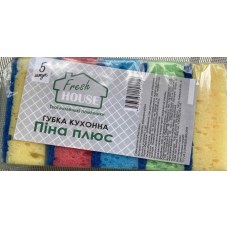 Губка кухонная Fresh House Пена плюс пористая 5 шт