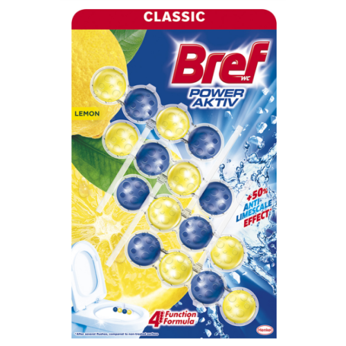 Туалетный блок для унитаза Bref Classic Power Aktiv Lemon 4 шт по 50 гр