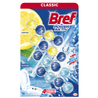 Туалетный блок для унитаза Bref Classic Power Aktiv Lemon + Ocean 4 шт по 50 гр
