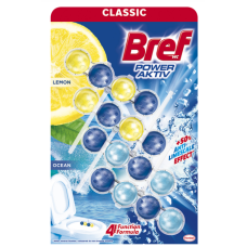 Туалетний блок для унітазу Bref Classic Power Aktiv Lemon + Ocean 4 шт по 50 гр