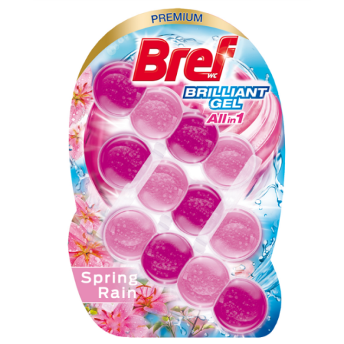 Туалетный блок Bref Premium Brilliant Gel Spring Rain 3 шт по 42 гр