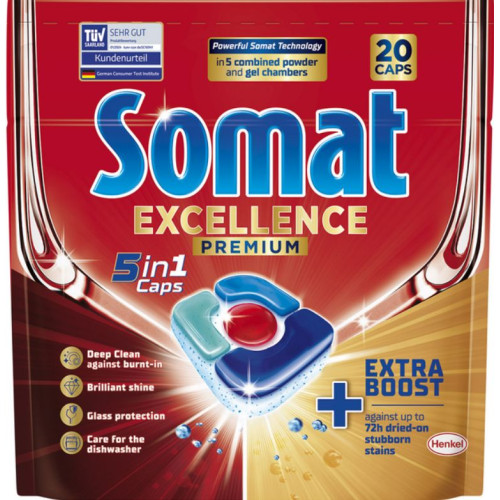 Капсулы для посудомоечной машины Somat Exellence Premium 5-в-1 20 шт