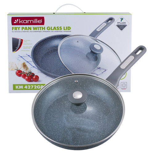 Сковородка Kamille с крышкой и гранитным покрытием из алюминия 26 см 4272GR