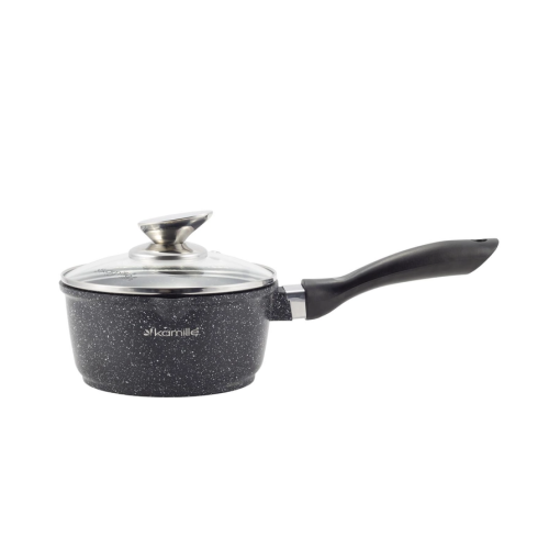 Ковш с крышкой Kamille мраморное покрытие из литого алюминия 16*8 см 1.35 л KM-4436