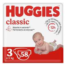 Підгузки Huggies Classic №3 4-9 кг 58 шт