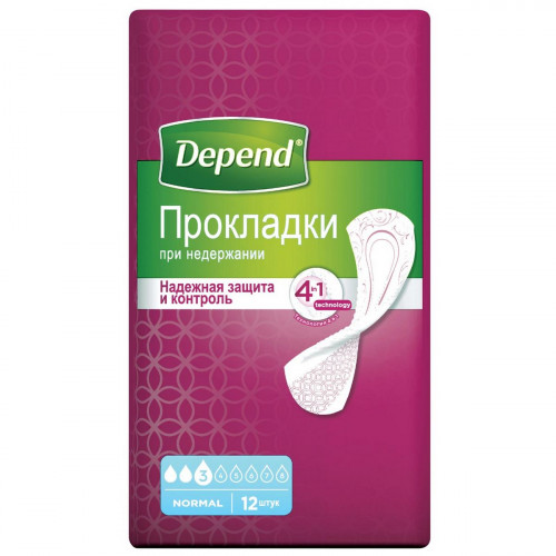 Прокладки урологические Depend Normal Plus Pad 12 шт