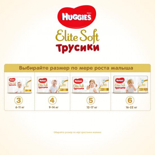 Подгузники-Трусики Huggies Elite Soft №3 6-11 кг 54 шт