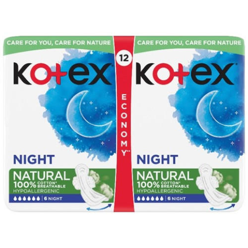 Прокладки Kotex Natural night duo 12  шт