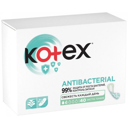 Прокладки щоденні Kotex Antibacterial Extra Thin 40 шт