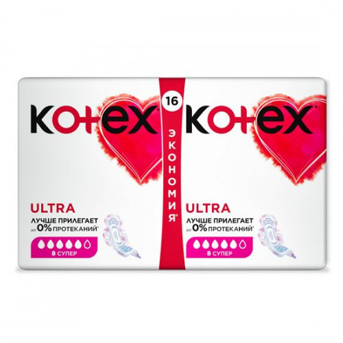 Прокладки Kotex Ultra Dry super duo 16 шт